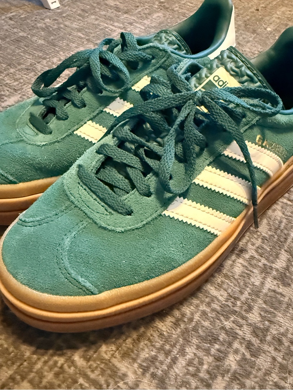 adidas Men’s Teal Suede Sneakers with Cream Stripes and Gum Sole